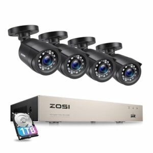 Kit Surveillance Extérieur ZOSI H.265+: Sécurité HD, vision nocturne, 1To DDR